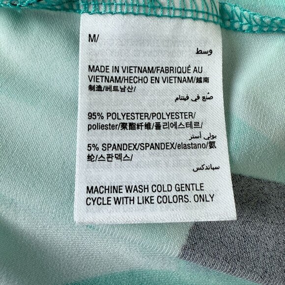 Alfani Abstract Geometric Print Tunic Top Sz Medium Tie Sleeves Artsy Green - Picture 8 of 8